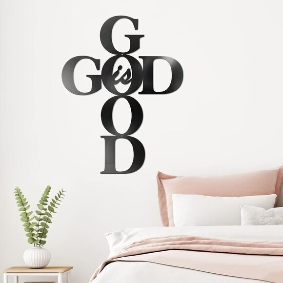 God is Good Metal Signs Decor, Black Metal Cross God is Good Sign Wall Decor - Picture 9 of 9